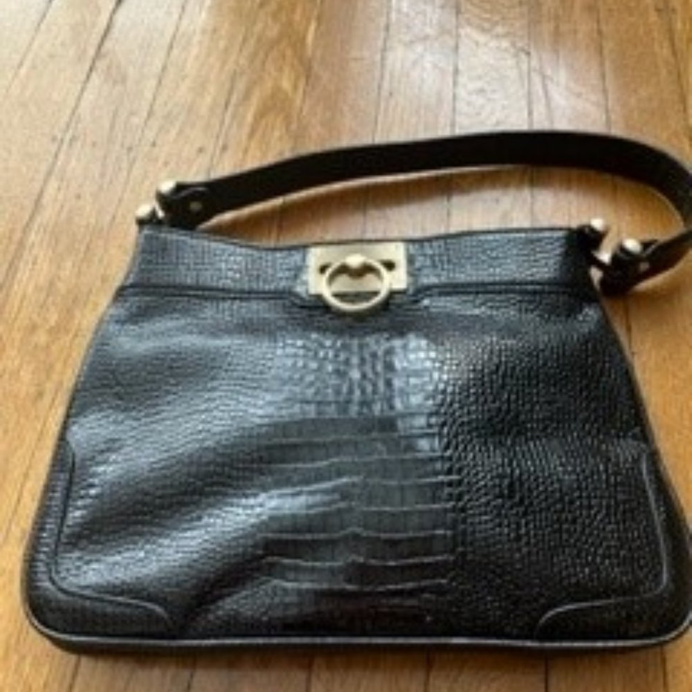 Vintage Ann Taylor Leather Alligator Embossed Shoulder Bag